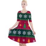 Christmas Time Pattern Christmas Ornament Quarter Sleeve A-Line Dress