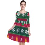 Christmas Time Pattern Christmas Ornament Quarter Sleeve Waist Band Dress