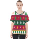 Christmas Time Pattern Christmas Ornament V-Neck Dolman Drape Top