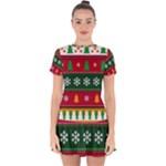 Christmas Time Pattern Christmas Ornament Drop Hem Mini Chiffon Dress