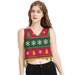 Christmas Time Pattern Christmas Ornament V-Neck Cropped Tank Top