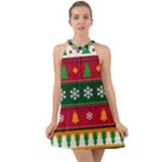 Christmas Time Pattern Christmas Ornament Halter Tie Back Chiffon Dress