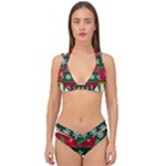 Christmas Time Pattern Christmas Ornament Double Strap Halter Bikini Set