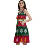 Christmas Time Pattern Christmas Ornament Sleeveless V-Neck Skater Dress with Pockets