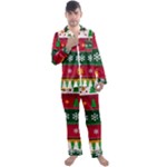 Christmas Time Pattern Christmas Ornament Men s Long Sleeve Satin Pajamas Set