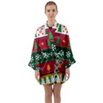 Christmas Time Pattern Christmas Ornament Long Sleeve Satin Kimono