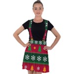 Christmas Time Pattern Christmas Ornament Velvet Suspender Skater Skirt