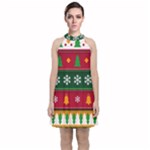 Christmas Time Pattern Christmas Ornament Velvet Halter Neckline Dress 