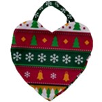 Christmas Time Pattern Christmas Ornament Giant Heart Shaped Tote