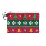 Christmas Time Pattern Christmas Ornament Canvas Cosmetic Bag (Medium)