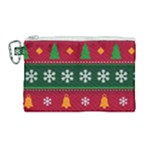 Christmas Time Pattern Christmas Ornament Canvas Cosmetic Bag (Large)