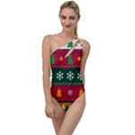 Christmas Time Pattern Christmas Ornament To One Side Swimsuit