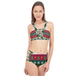 Christmas Time Pattern Christmas Ornament Cage Up Bikini Set