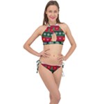 Christmas Time Pattern Christmas Ornament Cross Front Halter Bikini Set