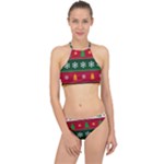 Christmas Time Pattern Christmas Ornament Halter Bikini Set