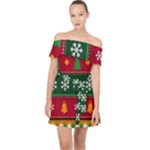 Christmas Time Pattern Christmas Ornament Off Shoulder Chiffon Dress