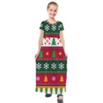 Christmas Time Pattern Christmas Ornament Kids  Short Sleeve Maxi Dress