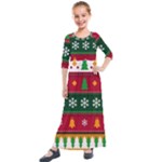 Christmas Time Pattern Christmas Ornament Kids  Quarter Sleeve Maxi Dress