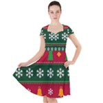 Christmas Time Pattern Christmas Ornament Cap Sleeve Midi Dress