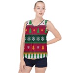 Christmas Time Pattern Christmas Ornament Bubble Hem Chiffon Tank Top