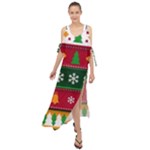 Christmas Time Pattern Christmas Ornament Maxi Chiffon Cover Up Dress