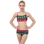 Christmas Time Pattern Christmas Ornament Layered Top Bikini Set