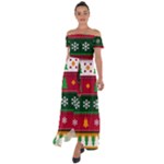 Christmas Time Pattern Christmas Ornament Off Shoulder Open Front Chiffon Dress