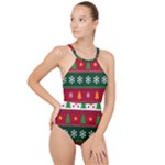 Christmas Time Pattern Christmas Ornament High Neck One Piece Swimsuit