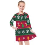 Christmas Time Pattern Christmas Ornament Kids  Quarter Sleeve Shirt Dress