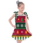 Christmas Time Pattern Christmas Ornament Kids  Tie Up Tunic Dress