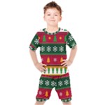 Christmas Time Pattern Christmas Ornament Kids  T-Shirt and Shorts Set