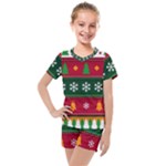 Christmas Time Pattern Christmas Ornament Kids  Mesh T-Shirt and Shorts Set