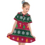 Christmas Time Pattern Christmas Ornament Kids  Short Sleeve Shirt Dress