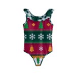 Christmas Time Pattern Christmas Ornament Kids  Frill Swimsuit