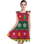 Christmas Time Pattern Christmas Ornament Tie Up Tunic Dress