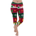 Christmas Time Pattern Christmas Ornament Lightweight Velour Capri Yoga Leggings