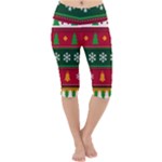 Christmas Time Pattern Christmas Ornament Lightweight Velour Cropped Yoga Leggings