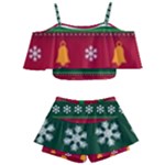 Christmas Time Pattern Christmas Ornament Kids  Off Shoulder Skirt Bikini