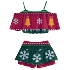 Kids  Off Shoulder Skirt Bikini 