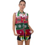 Christmas Time Pattern Christmas Ornament Sleeveless Chiffon Button Shirt