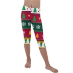 Christmas Time Pattern Christmas Ornament Kids  Lightweight Velour Capri Leggings 