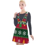 Christmas Time Pattern Christmas Ornament Plunge Pinafore Velour Dress