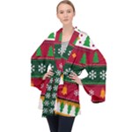 Christmas Time Pattern Christmas Ornament Long Sleeve Velvet Kimono 