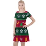 Christmas Time Pattern Christmas Ornament Cap Sleeve Velour Dress 