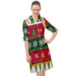 Christmas Time Pattern Christmas Ornament Long Sleeve Mini Shirt Dress