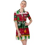 Christmas Time Pattern Christmas Ornament Belted Shirt Dress