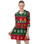 Christmas Time Pattern Christmas Ornament Mini Skater Shirt Dress