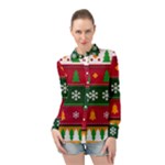 Christmas Time Pattern Christmas Ornament Long Sleeve Chiffon Shirt