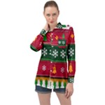 Christmas Time Pattern Christmas Ornament Long Sleeve Satin Shirt