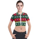 Christmas Time Pattern Christmas Ornament Short Sleeve Cropped Jacket